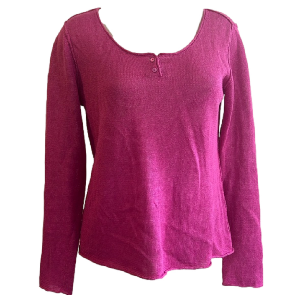 Eileen Fisher 100% linen raspberry pink top sz XS